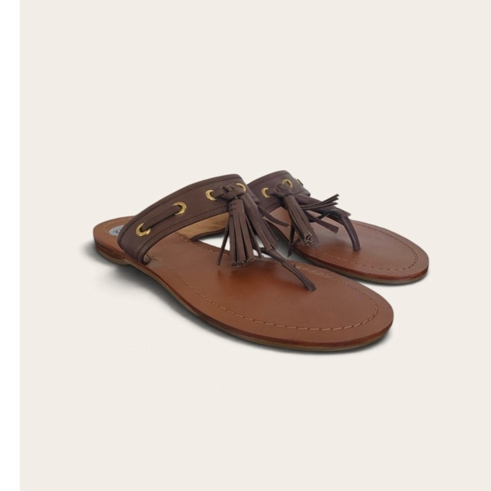 Coach Sheena Leather Tasse Boho Cottage Resort Sandals Flip Flops sz 7.5